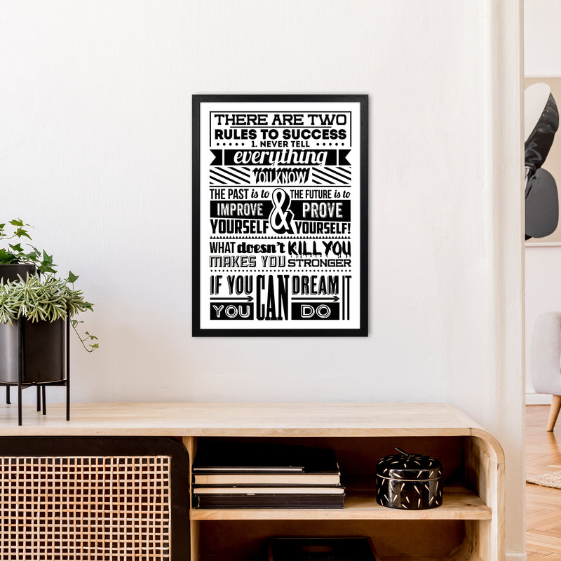 Rules To Success Vintage  Art Print by Pixy Paper A2 White Frame