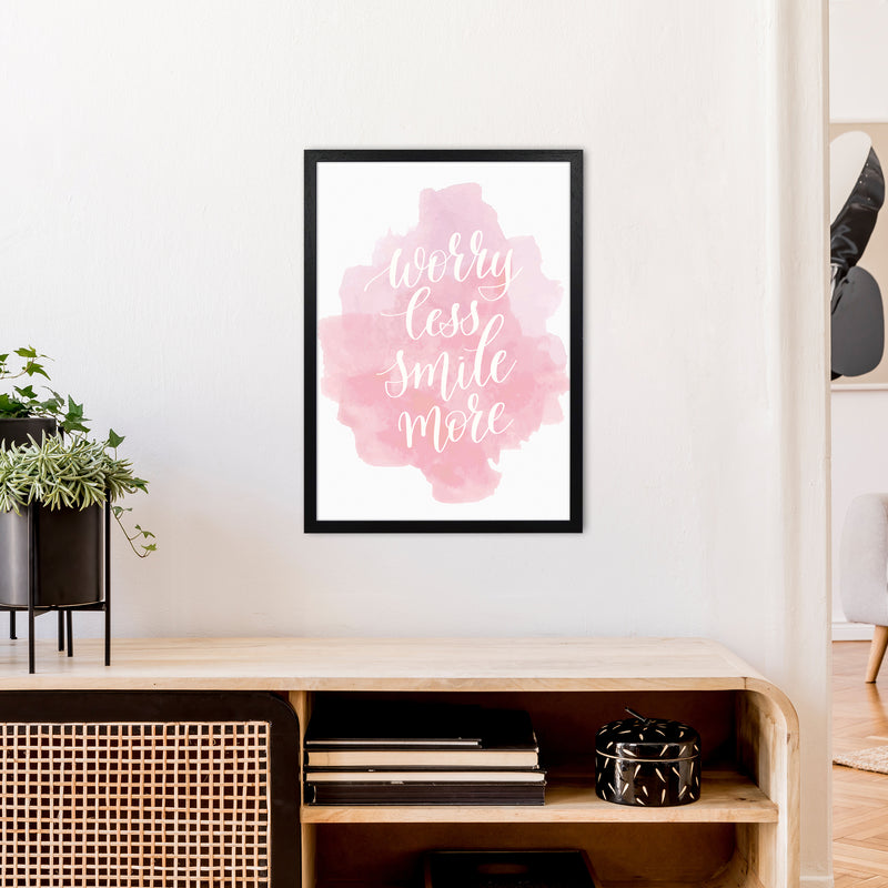 Worry Less Smile More  Art Print by Pixy Paper A2 White Frame