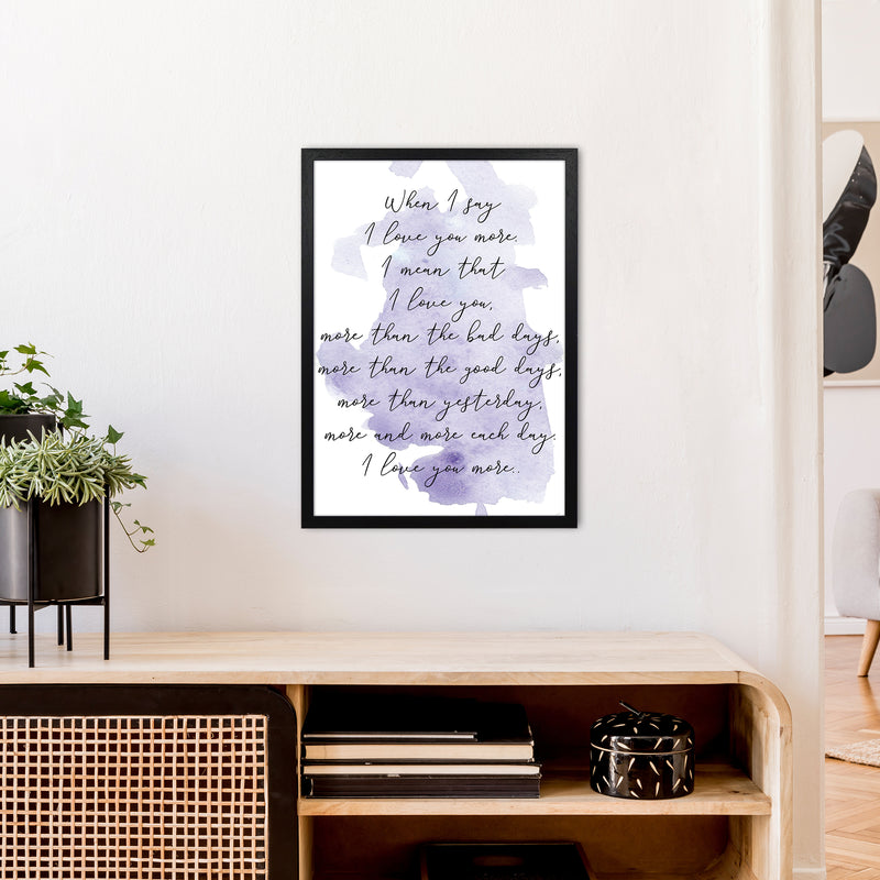 Love You More Purple  Art Print by Pixy Paper A2 White Frame