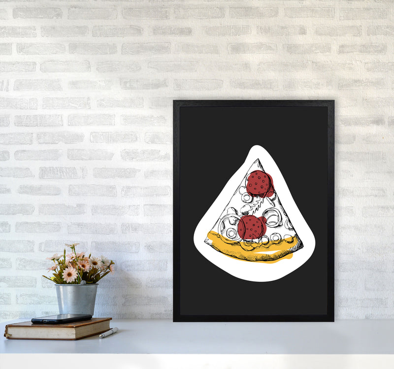 Kitchen Pop Pizza Off Black Art Print by Pixy Paper A2 White Frame