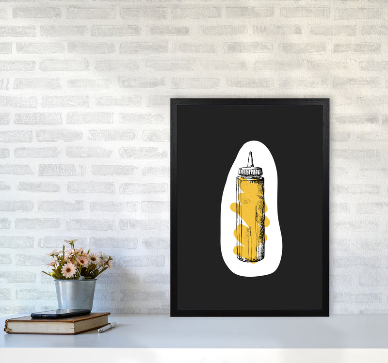Kitchen Pop Mustard Off Black Art Print by Pixy Paper A2 White Frame