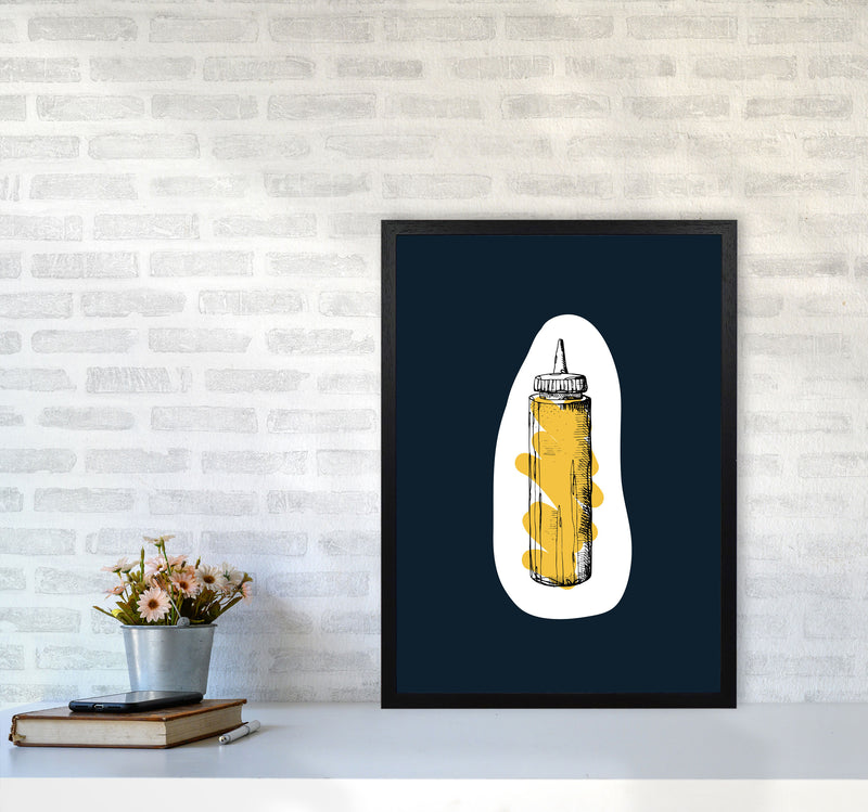 Kitchen Pop Mustard Navy Art Print by Pixy Paper A2 White Frame