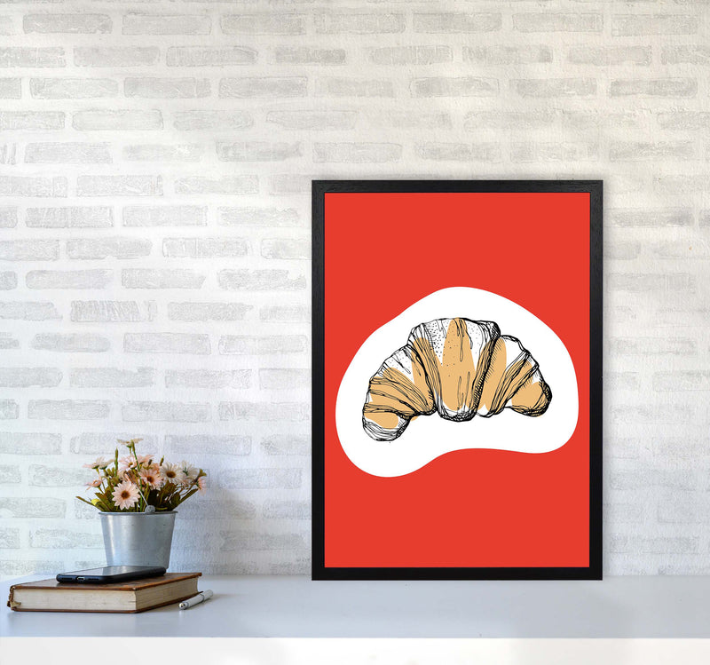 Kitchen Pop Croissant Red Art Print by Pixy Paper A2 White Frame