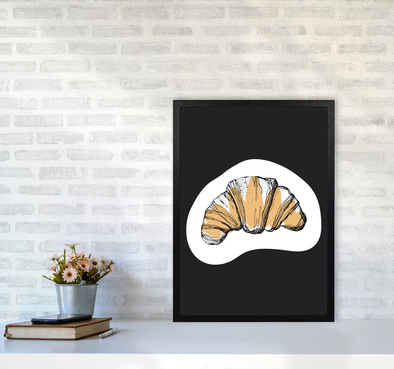 Kitchen Pop Croissant Off Black Art Print by Pixy Paper A2 White Frame