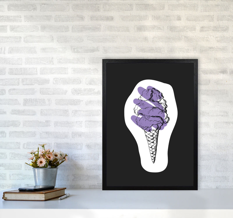 Kitchen Pop Ice Cream Off Black Art Print by Pixy Paper A2 White Frame