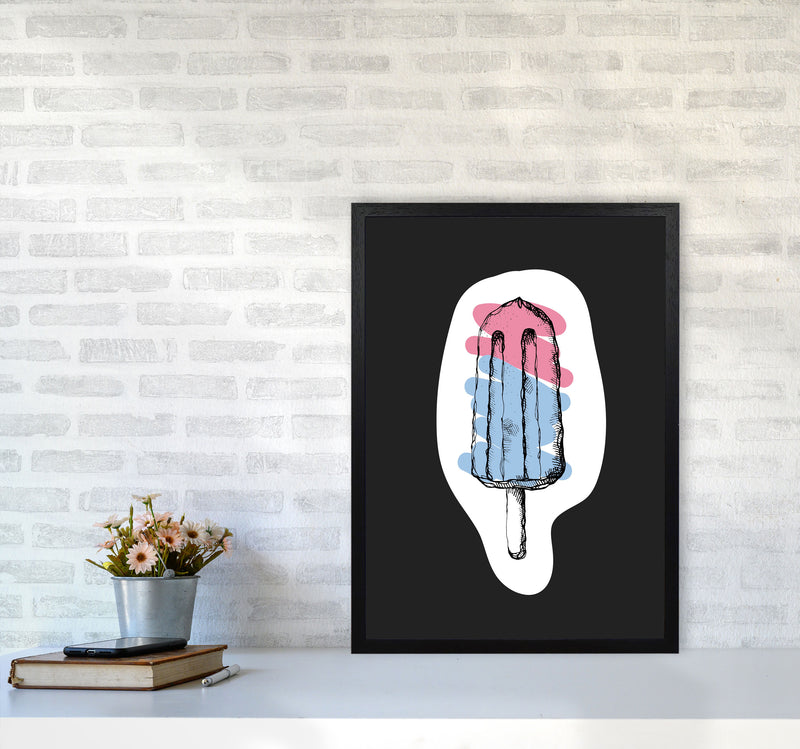 Kitchen Pop Ice Lolly Off Black Art Print by Pixy Paper A2 White Frame