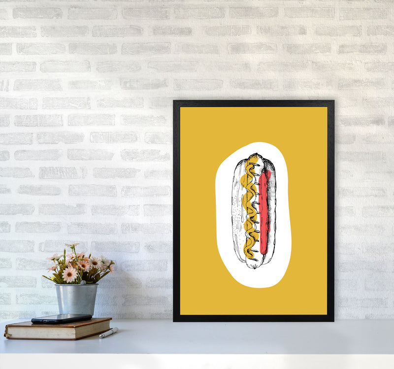 Kitchen Pop Hot Dog Mustard Art Print by Pixy Paper A2 White Frame