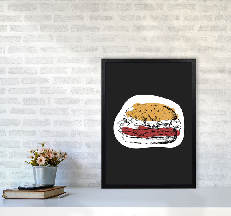 Kitchen Pop Burger Off Black Art Print by Pixy Paper A2 White Frame