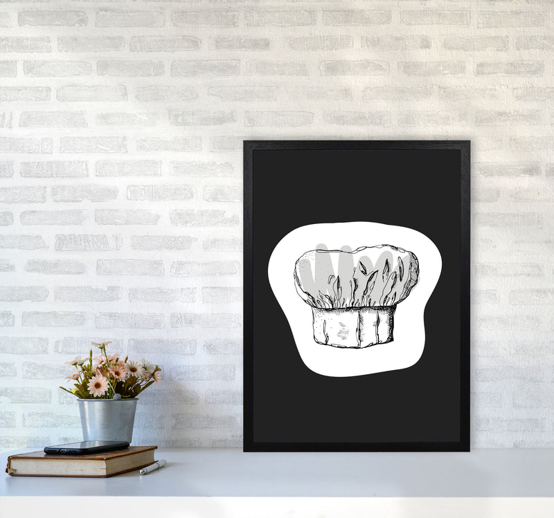 Kitchen Pop Chef's Hat Off Black Art Print by Pixy Paper A2 White Frame