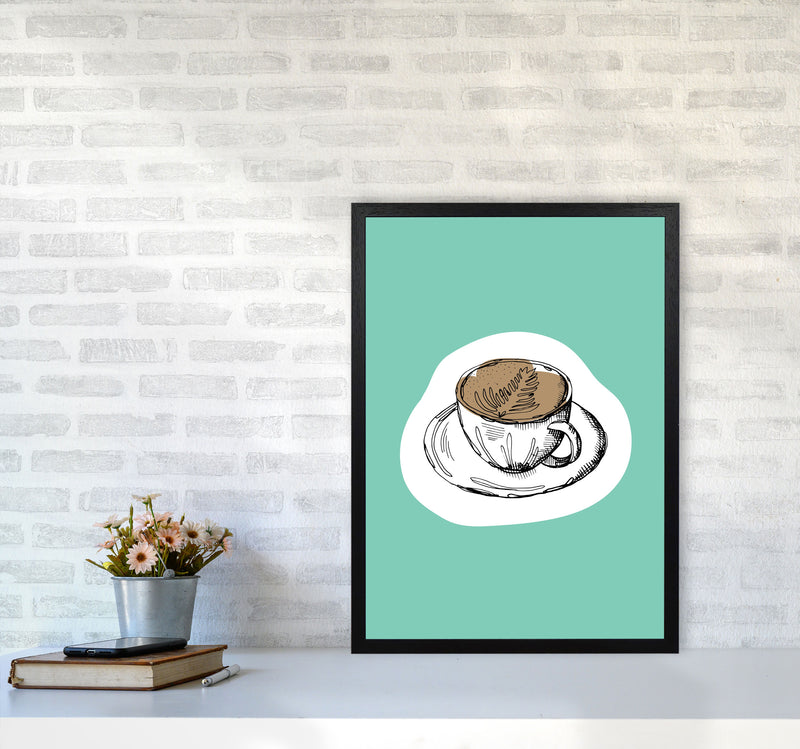 Kitchen Pop Coffee Mint Art Print by Pixy Paper A2 White Frame