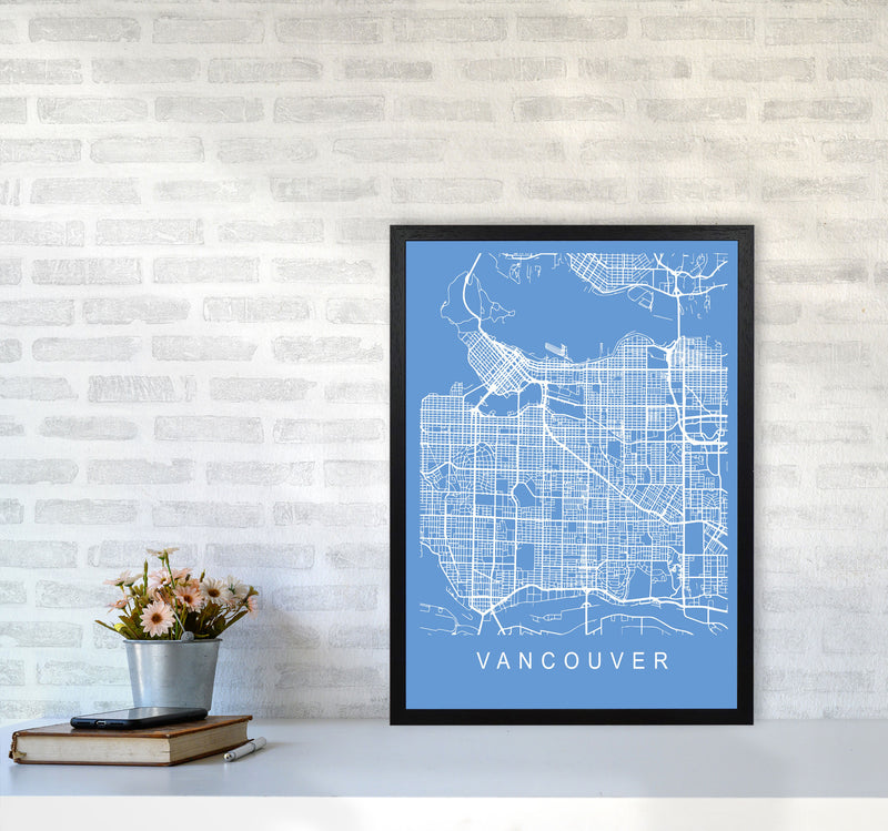 Vancouver Map Blueprint Art Print by Pixy Paper A2 White Frame