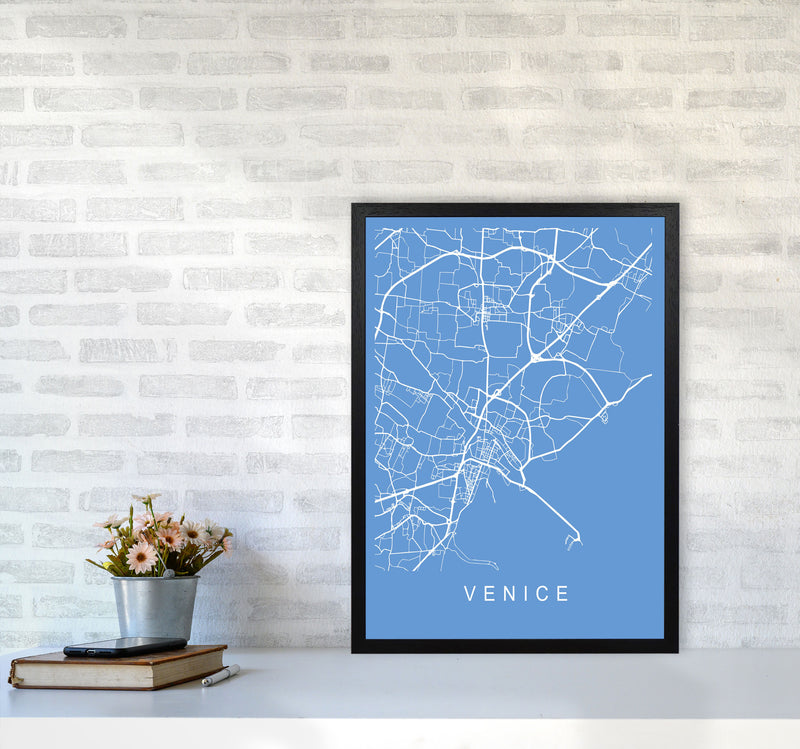 Venice Map Blueprint Art Print by Pixy Paper A2 White Frame