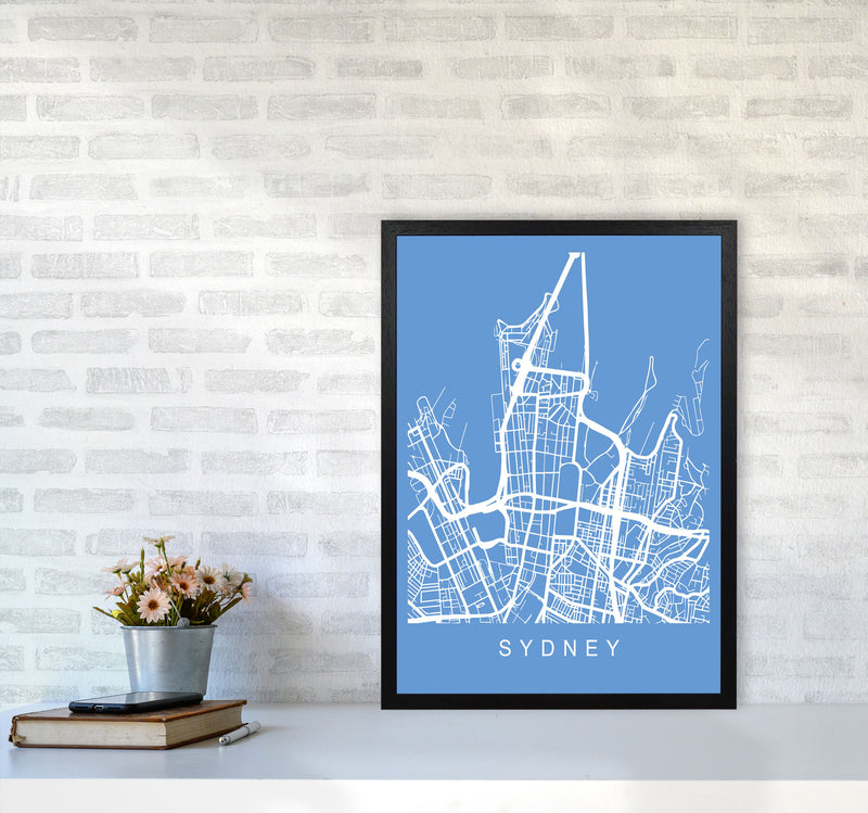 Sydney Map Blueprint Art Print by Pixy Paper A2 White Frame