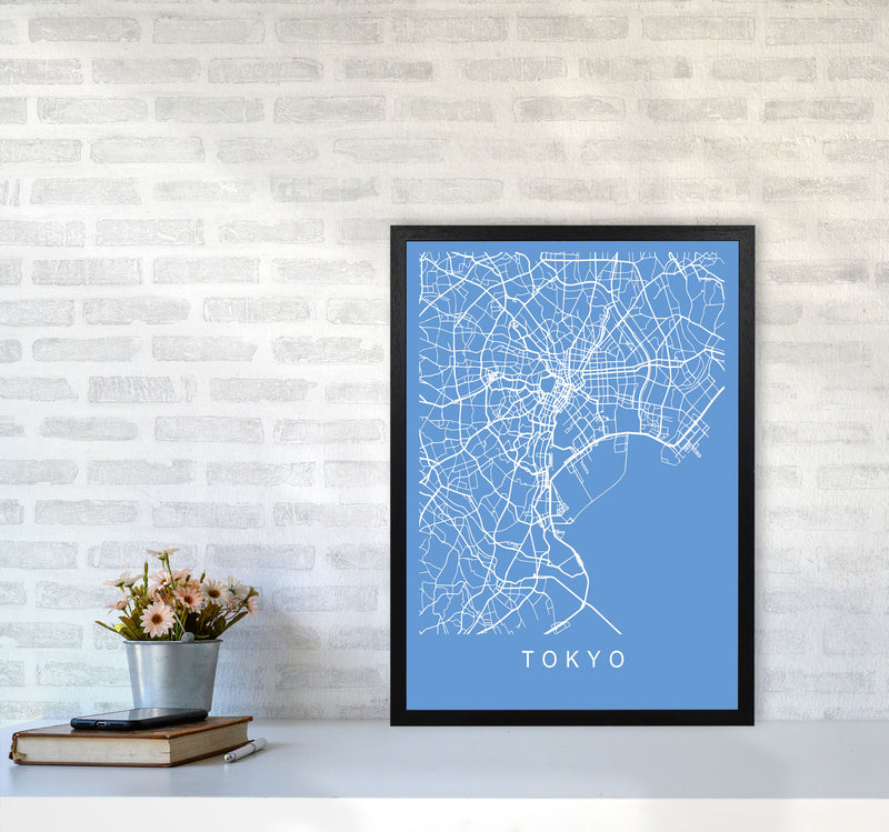 Tokyo Map Blueprint Art Print by Pixy Paper A2 White Frame