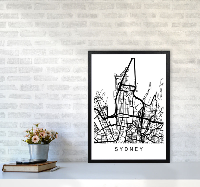 Sydney Map Art Print by Pixy Paper A2 White Frame