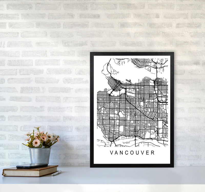 Vancouver Map Art Print by Pixy Paper A2 White Frame