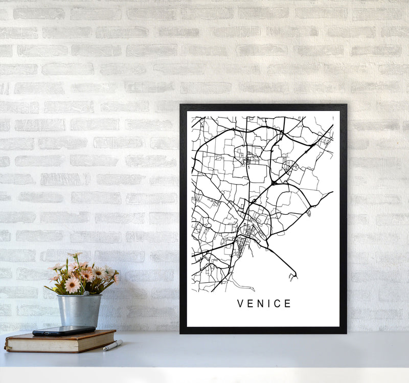 Venice Map Art Print by Pixy Paper A2 White Frame