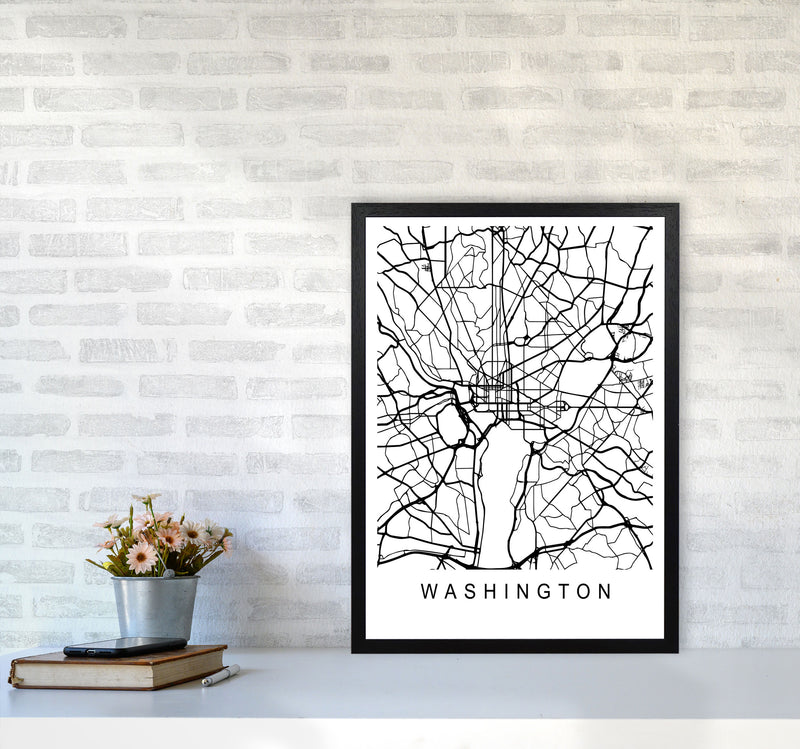 Washington Map Art Print by Pixy Paper A2 White Frame