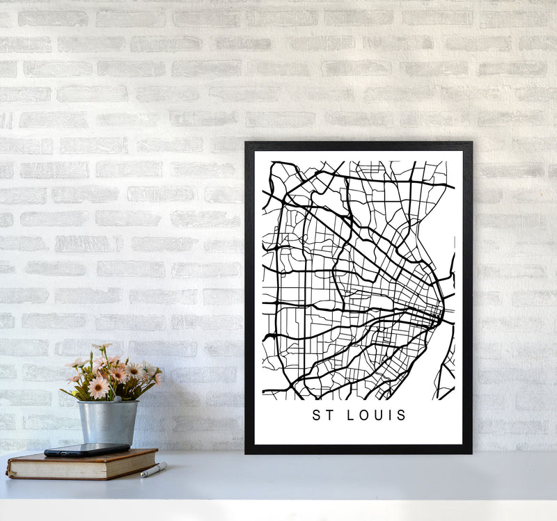 St Louis Map Art Print by Pixy Paper A2 White Frame