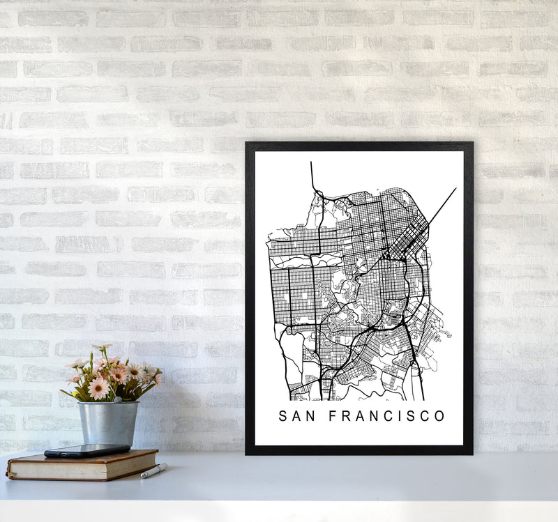 San Francisco Map Art Print by Pixy Paper A2 White Frame