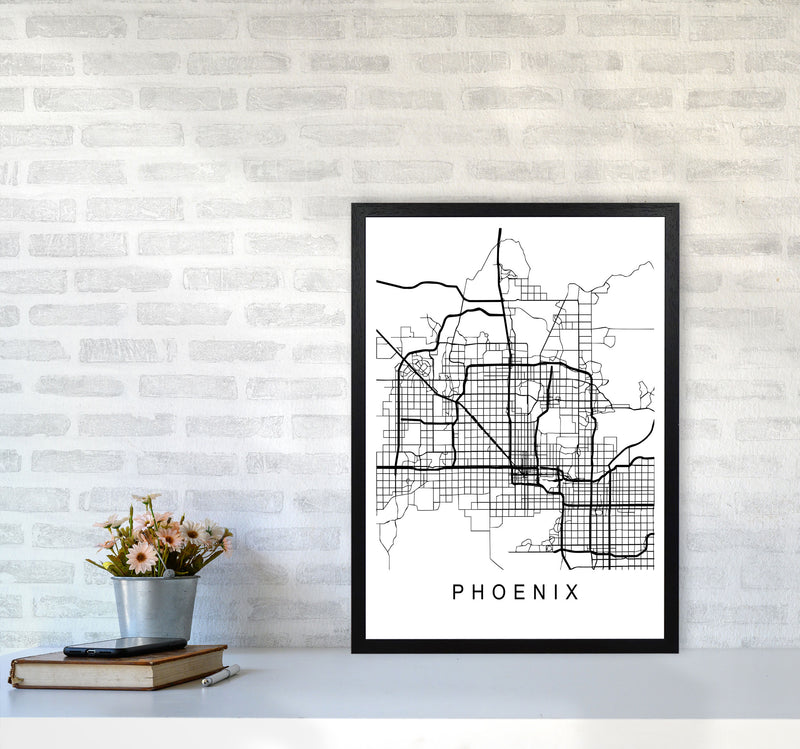 Phoenix Map Art Print by Pixy Paper A2 White Frame