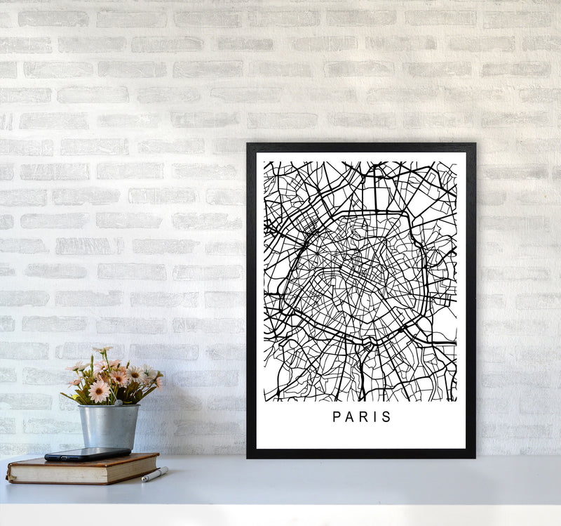 Paris Map Art Print by Pixy Paper A2 White Frame