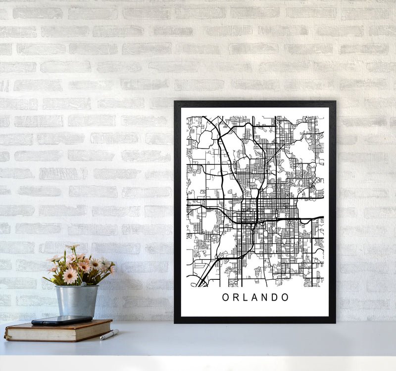 Orlando Map Art Print by Pixy Paper A2 White Frame