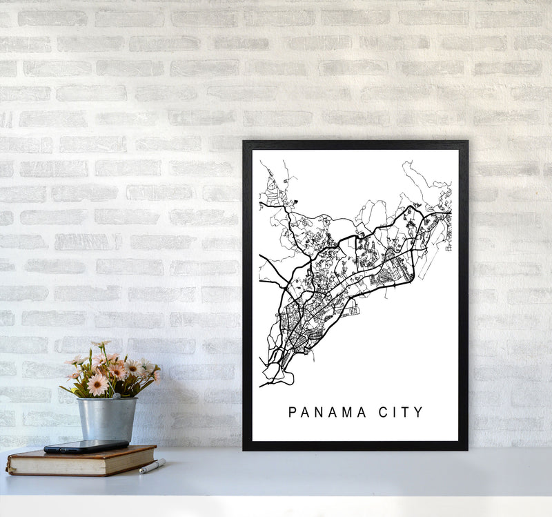 Panama Map Art Print by Pixy Paper A2 White Frame