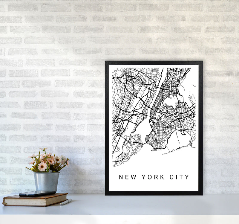 New York City Map Art Print by Pixy Paper A2 White Frame