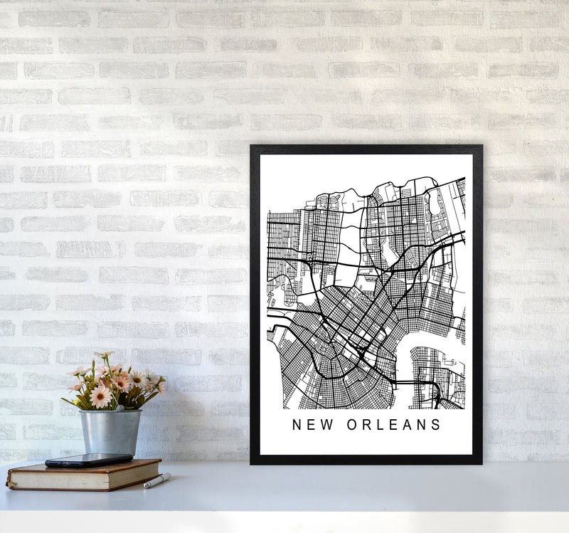 New Orleans Map Art Print by Pixy Paper A2 White Frame