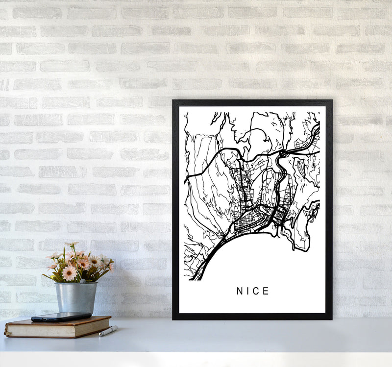 Nice Map Art Print by Pixy Paper A2 White Frame