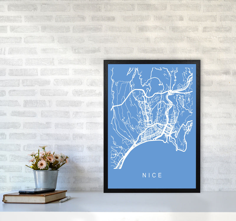 Nice Map Blueprint Art Print by Pixy Paper A2 White Frame