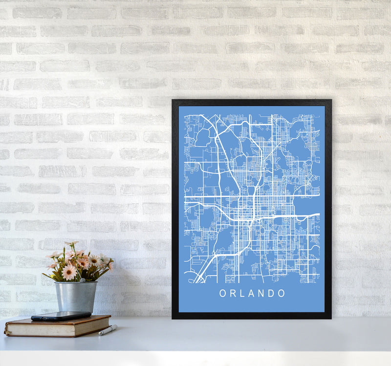 Orlando Map Blueprint Art Print by Pixy Paper A2 White Frame