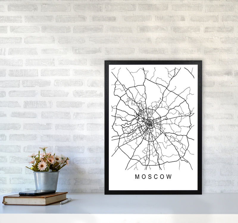 Moscow Map Art Print by Pixy Paper A2 White Frame