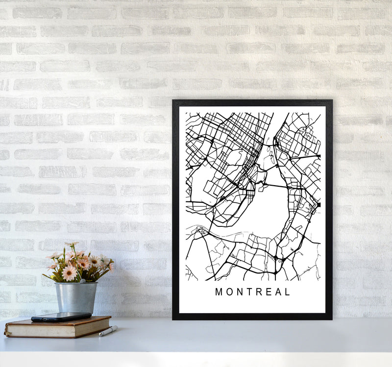 Montreal Map Art Print by Pixy Paper A2 White Frame