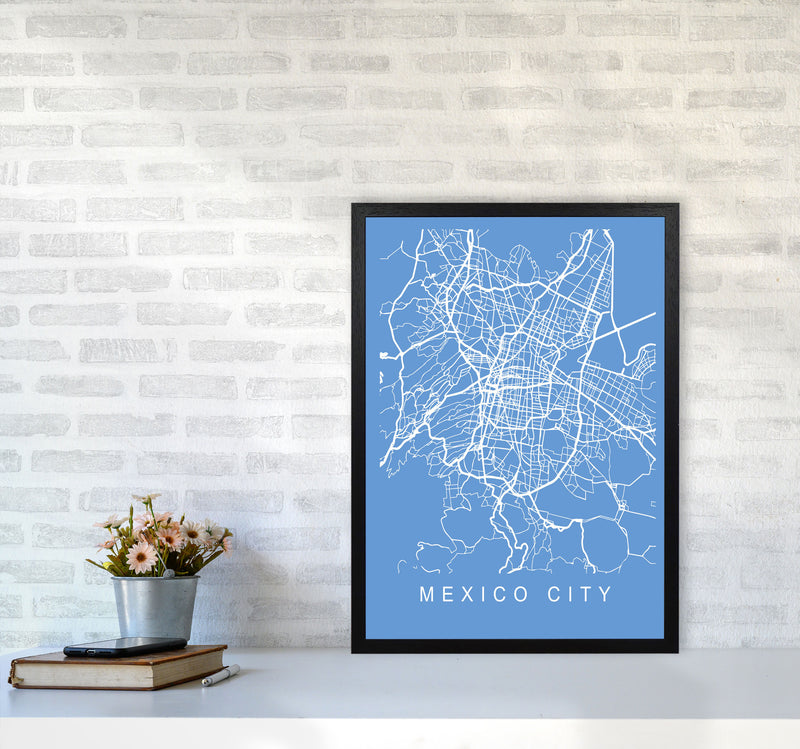 Mexico City Map Blueprint Art Print by Pixy Paper A2 White Frame