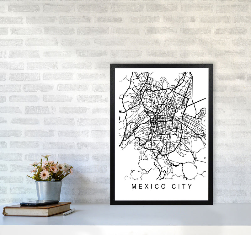 Mexico Map Art Print by Pixy Paper A2 White Frame