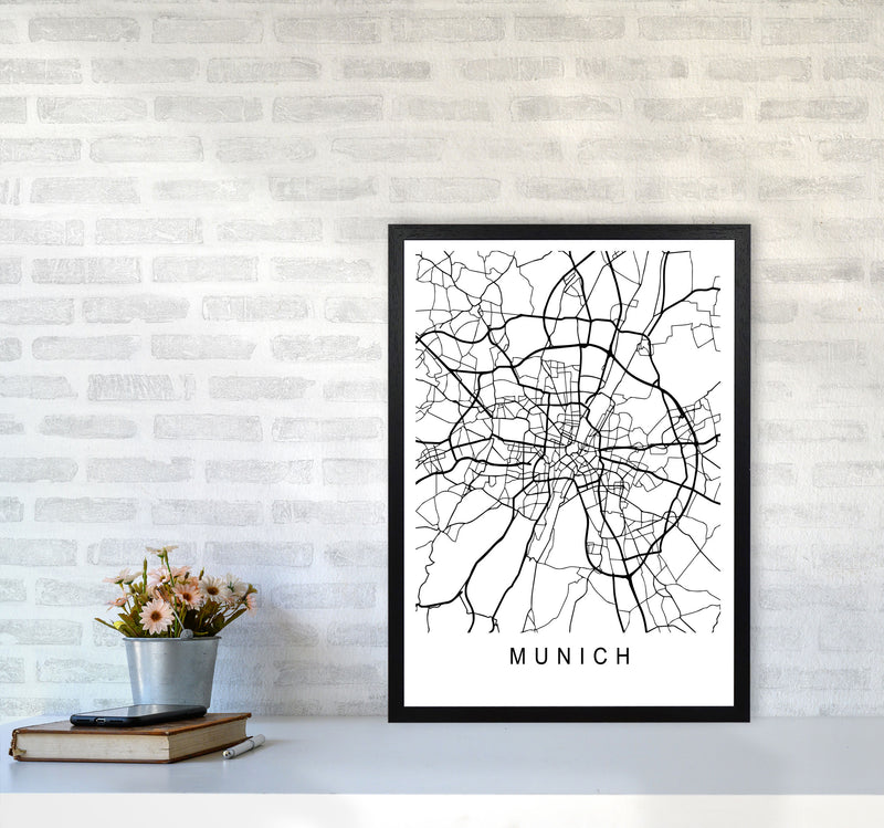 Munich Map Art Print by Pixy Paper A2 White Frame