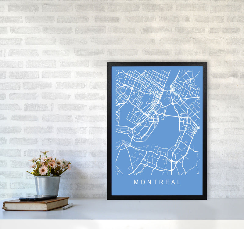 Montreal Map Blueprint Art Print by Pixy Paper A2 White Frame