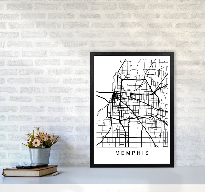 Memphis Map Art Print by Pixy Paper A2 White Frame