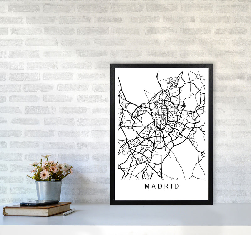 Madrid Map Art Print by Pixy Paper A2 White Frame
