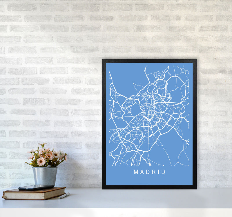 Madrid Map Blueprint Art Print by Pixy Paper A2 White Frame