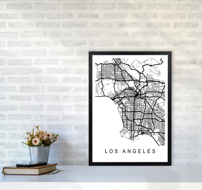 Los Angeles Map Art Print by Pixy Paper A2 White Frame