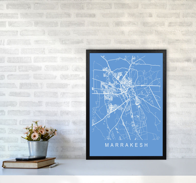 Marrakesh Map Blueprint Art Print by Pixy Paper A2 White Frame