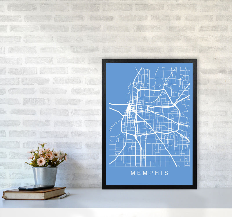 Memphis Map Blueprint Art Print by Pixy Paper A2 White Frame