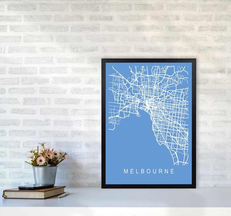 Melbourne Map Blueprint Art Print by Pixy Paper A2 White Frame