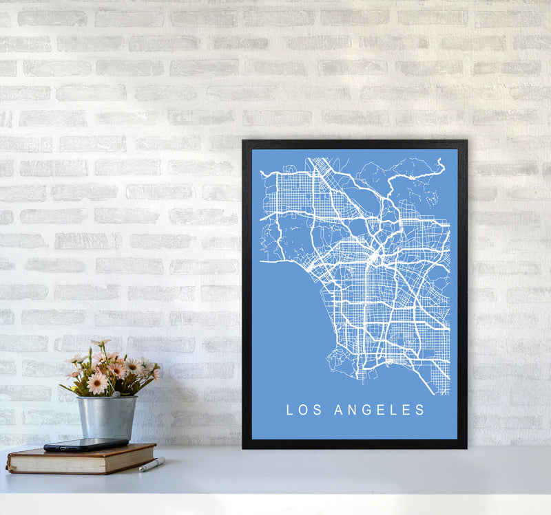 Los Angeles Map Blueprint Art Print by Pixy Paper A2 White Frame