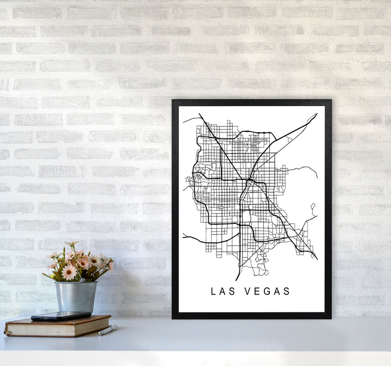 Las Vegas Map Art Print by Pixy Paper A2 White Frame