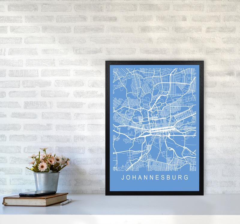 Johannesburg Map Blueprint Art Print by Pixy Paper A2 White Frame