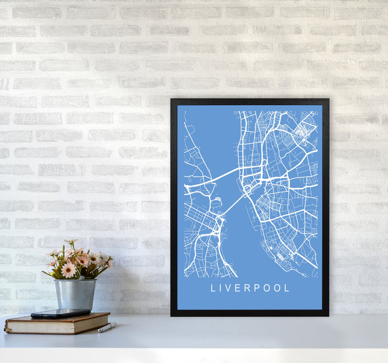 Liverpool Map Blueprint Art Print by Pixy Paper A2 White Frame